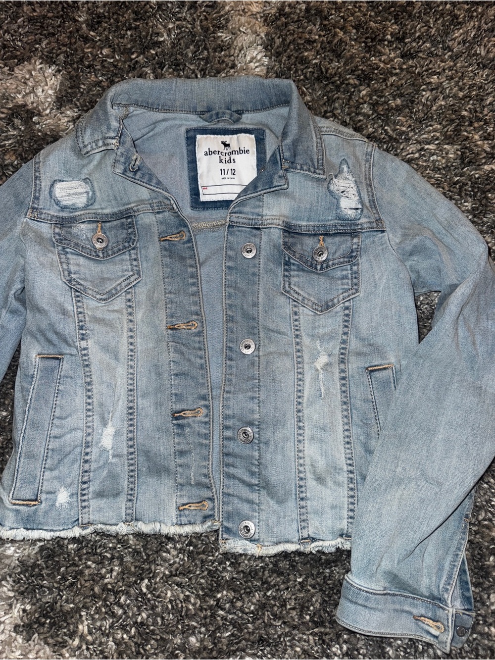 abercrombie kids light blue distressed denim jacket